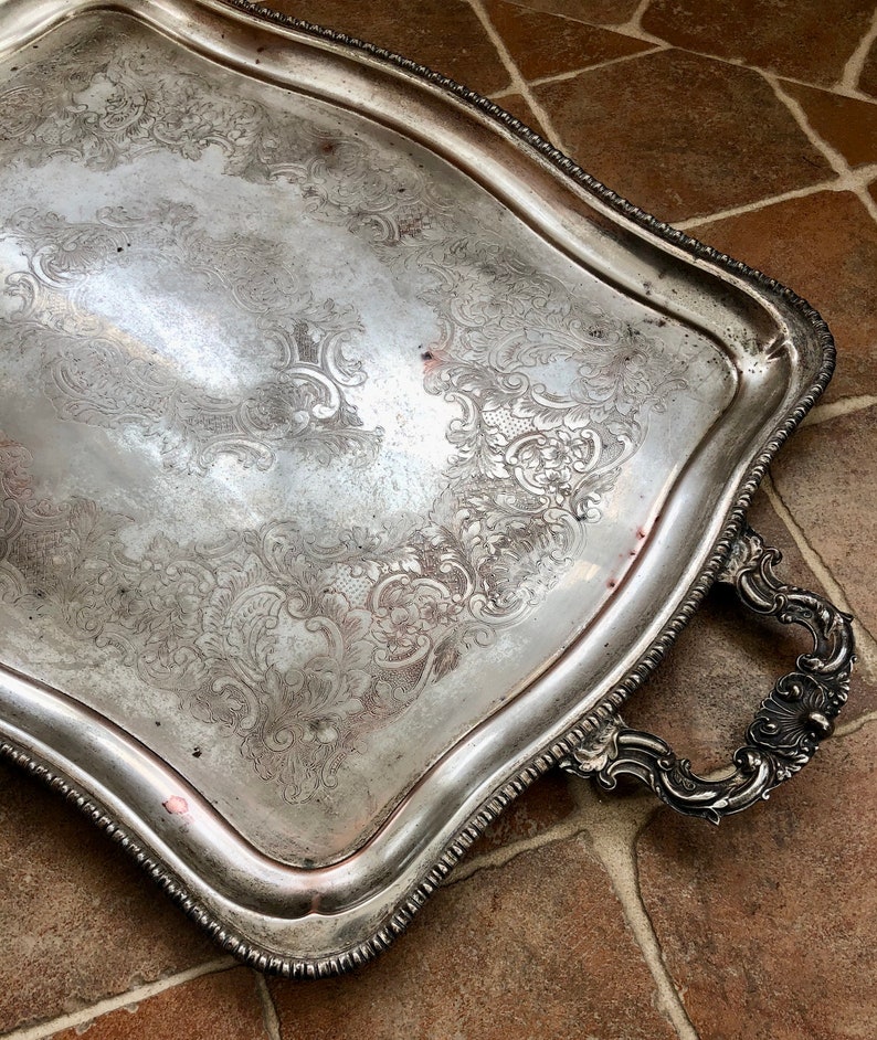 Vintage Tray Serving Tray Cake Tray Dessert Tray With Handles Etsy