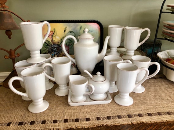 M-Type Coffee Set - Teapot - Coffer Cup - Sugar Pot - Creamer - White