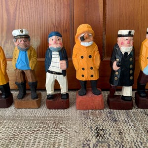 Carved Sailor Carved Wood Sailor Captain Vintage Nautical Decor Sailing Gift Sailing Decor Boating Gift Nautical Gifts Pirate Wood Figurine image 2