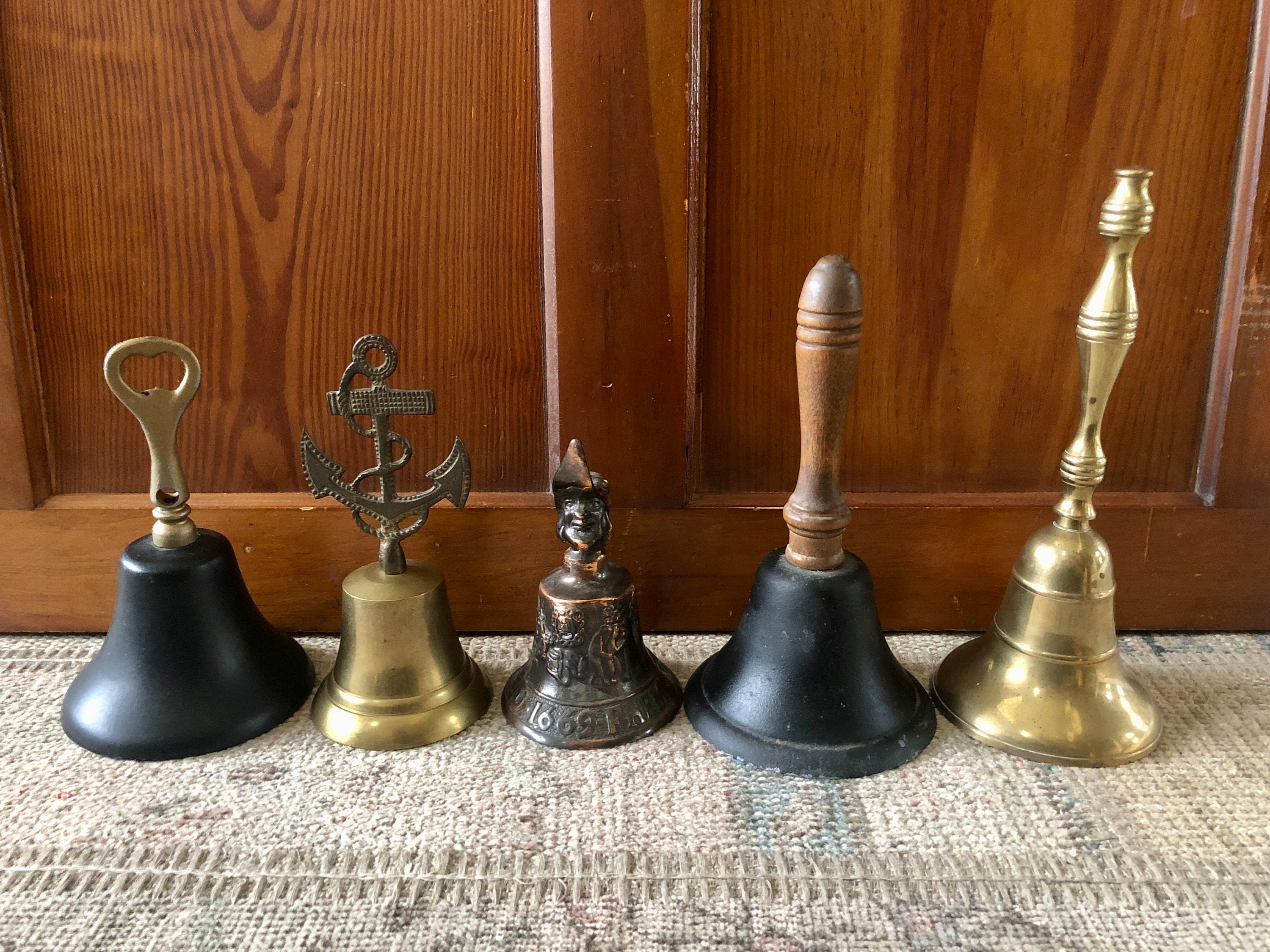 6 Pcs Vintage Brass Small Bells (see descrip for sizes)