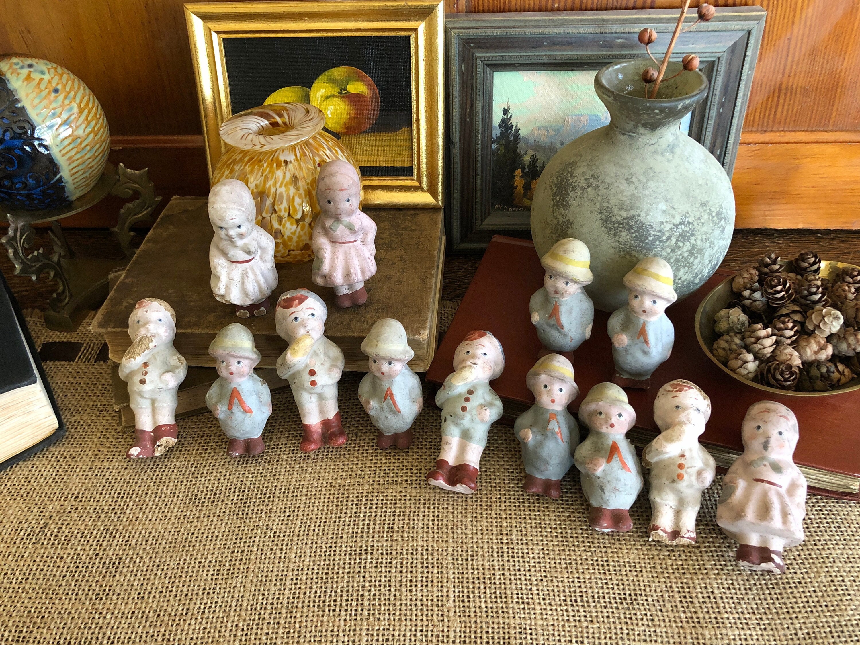 13 Antique Figurines and Knick Knack Figurine Statues Doll Kewpie