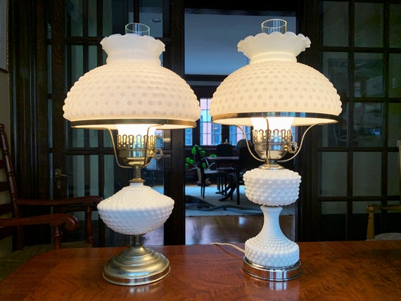 Vintage Lamp Vintage Light Milk Glass Lamp White Lamp Milk Glass