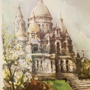 Arte de París Lámina de París Acuarela de París Arte vintage Regalos de París Arte francés Lámina vintage Arte enmarcado Láminas de Francia Place de la Concorde imagen 6