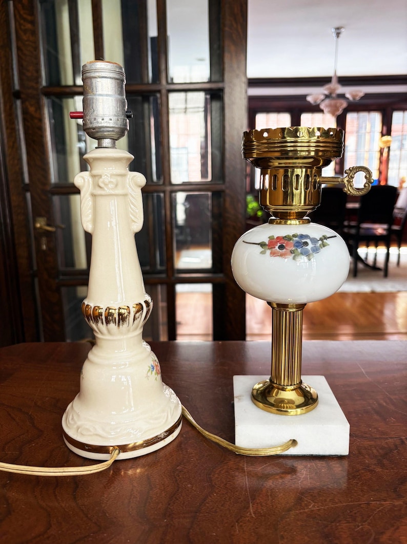 Antique Lamp Vintage Table Lamp Vintage Light Accent Lamp Bedside Lamps Antique Table Lamp Vintage Lamp Desk Lamp Cut Glass Lamp Floral Lamp image 2