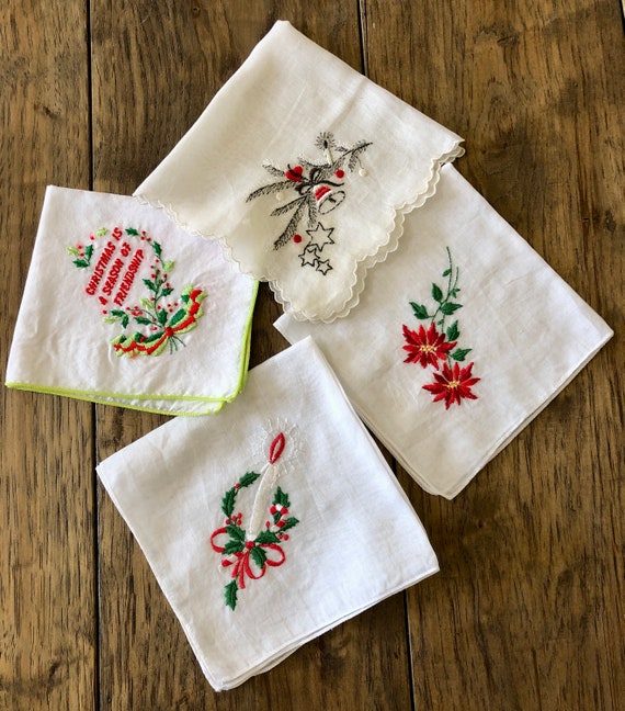 Christmas Hankies Vintage Handkerchief Women Chri… - image 2