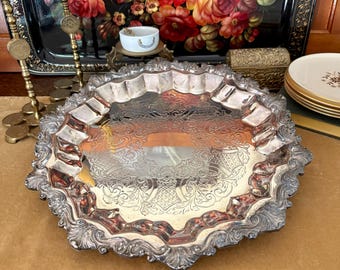 Antique Tray Silver Tray Silver Platter Cake Tray Vintage Tray Silverplate Tray Bar Tray Wedding Tray Serving Tray Dessert Tray Decor Trays