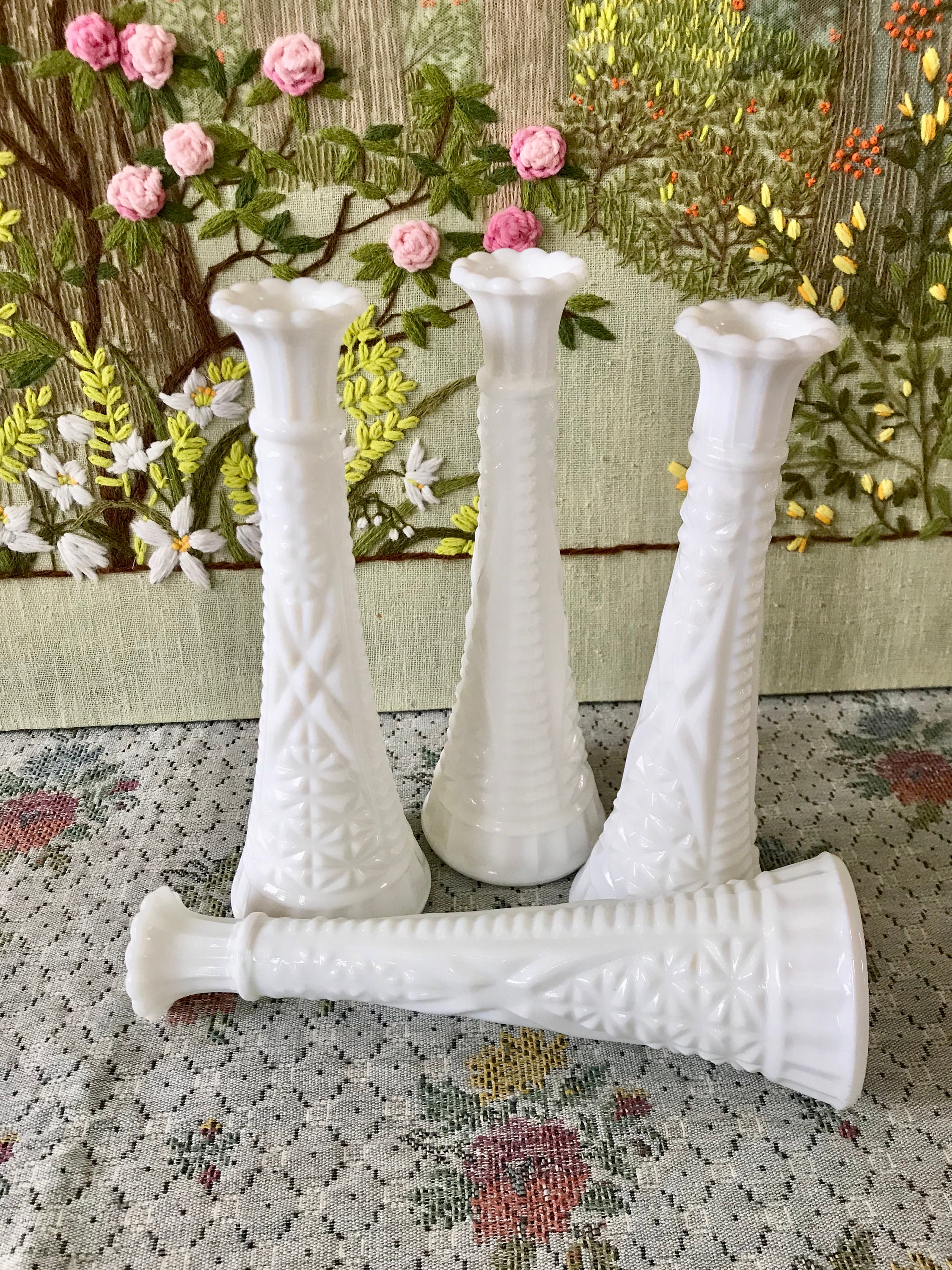White Milk Glass Bud Vases- Lot of 4 - household items - by owner -  housewares sale - craigslist