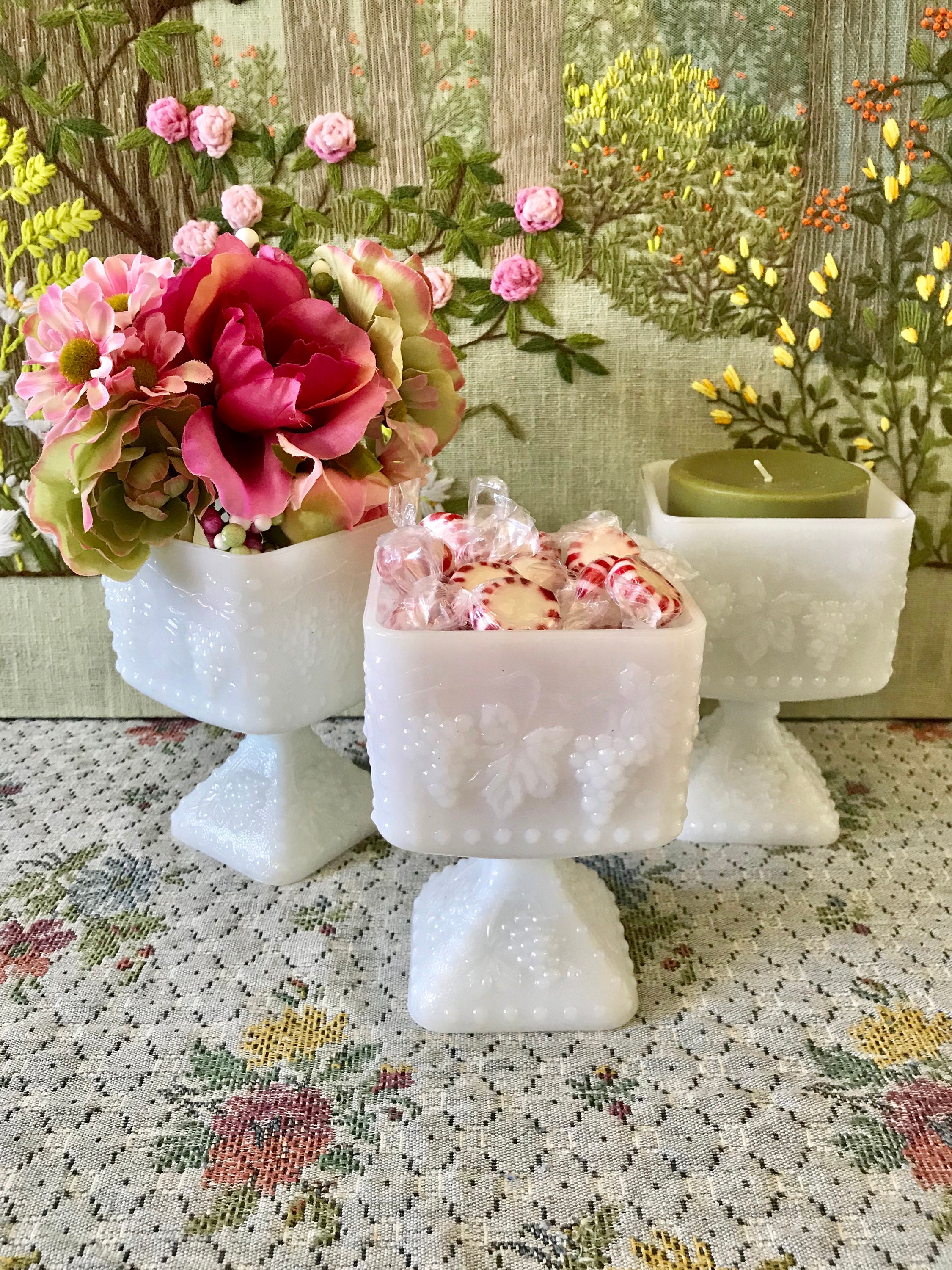 Vintage Milk Glass Planter Milk Glass Vase Vintage Home Decor Vases Home Décor