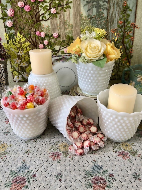 Milk Glass Vase Milk Glass Planter Vase Milk Glass Bowl Hobnail Vase Hobnail Glass White Vase for Flowers Vases Vintage Vase Wedding Decor