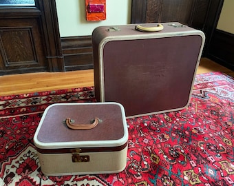 Vintage Suitcase Antique Suitcases Vintage Luggage Antique Luggage Makeup Case Brown Suitcase Table Hard Suitcase Table Wedding Card Holder