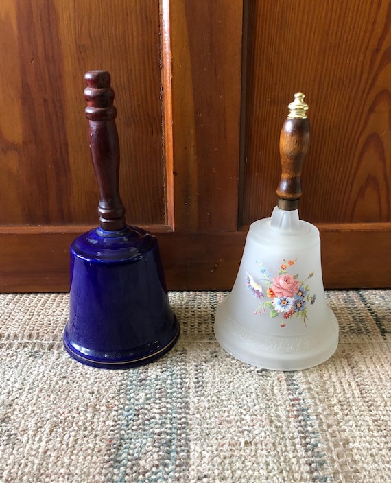 Tall Hand Bell Antique Bell Porcelain Bell Dinner Bell Decor Bell Gift Glass Bell Blue Bell Collector Old Bells Vintage Bell Collection Bell