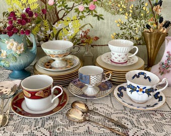 Tea Cups and Saucers Vintage Teacups Bone China Tea Cup Antique Teacups Floral Tea Cups Vintage Tea Cup Mismatched Tea Cups and Saucers Old