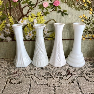 8 Milk Glass Vase Set of Vases for Flowers Vases Milk Glass Bud Vase White Vases Decor Vases Vintage Vases Wedding Vases Centerpiece Vases image 3