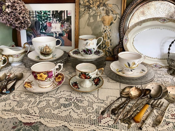 Blue Bone China Porcelain Tea Cup Set, British Royal Ceramic Cups