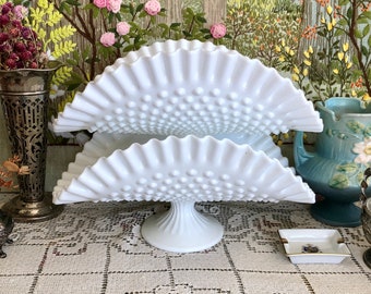 Milk Glass Bowl Dessert Stand Hobnail Milk Glass Plates Pedestal Stand Milk Glass Bowls Dessert Table Dessert Tray Wedding Decor White Stand