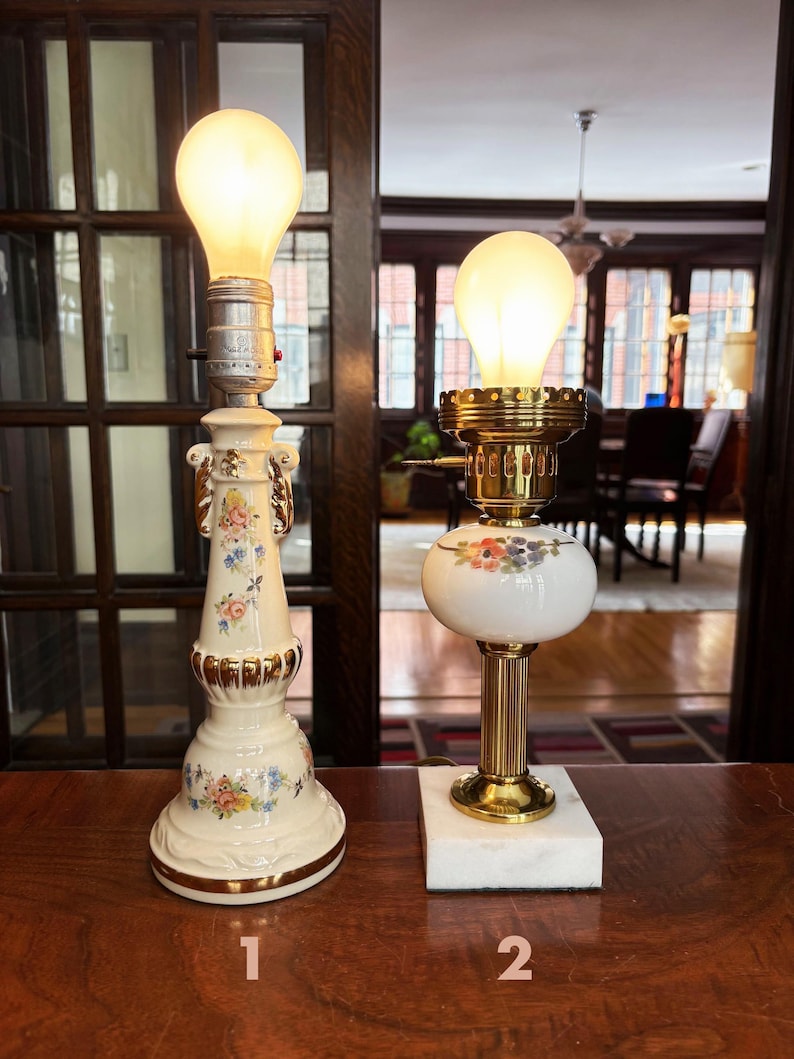 Antique Lamp Vintage Table Lamp Vintage Light Accent Lamp Bedside Lamps Antique Table Lamp Vintage Lamp Desk Lamp Cut Glass Lamp Floral Lamp image 1