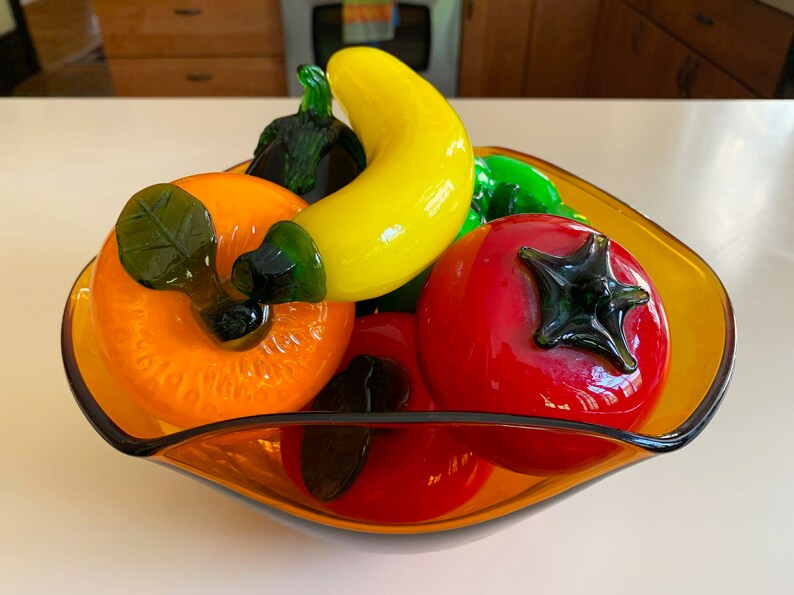 Vintage Glass Fruit Glass Vegetables Vintage Fruit Hand Blown Etsy