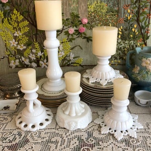 Milk Glass Candle Holder Milk Glass Candlestick Holder White Candle Holder Milk Glass Candlesticks White Candle Holder Antique Candlesticks image 3