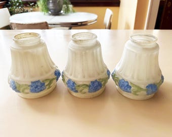 Antique Shade Ceiling Shade Light Shade Lamp Shade Glass Shade Globe Shade Cover Sconce Shades 2 1/4" Fitter Vintage Lighting Floral Shade