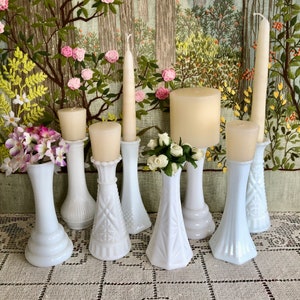 8 Milk Glass Vase Set of Vases for Flowers Vases Milk Glass Bud Vase White Vases Decor Vases Vintage Vases Wedding Vases Centerpiece Vases image 5