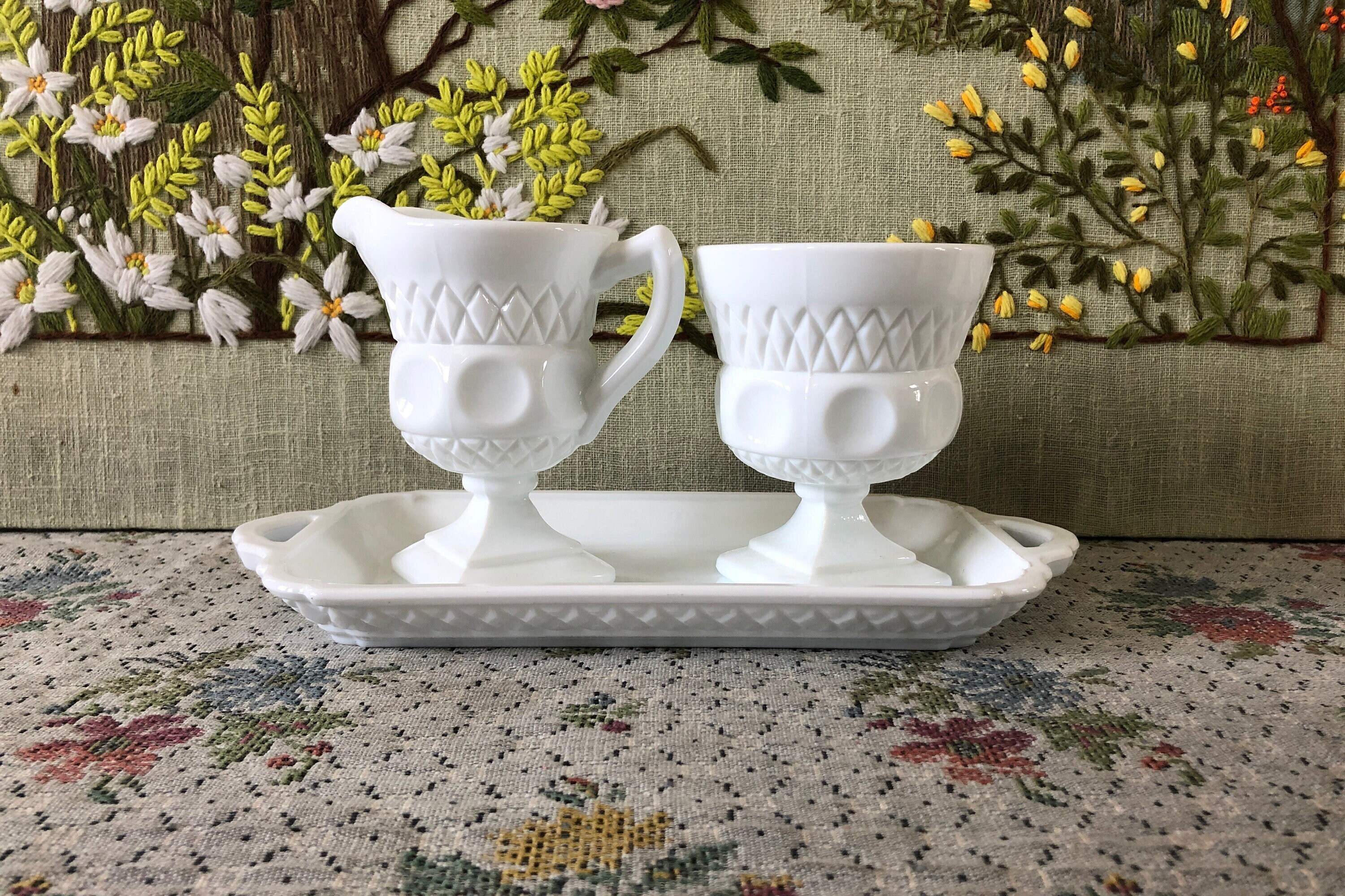 milky antique　0108 Vintage Federal Milk Glass 8