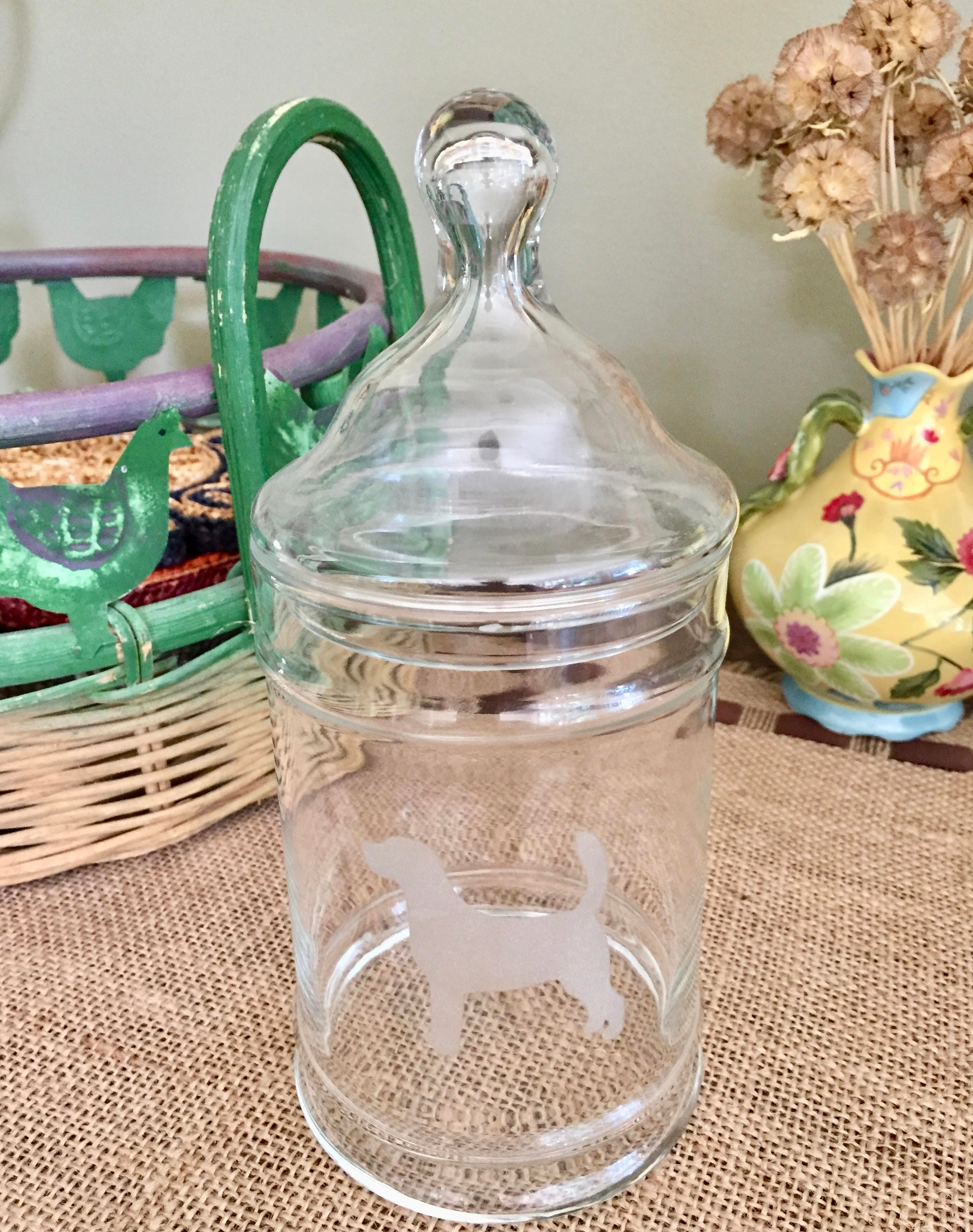 Glass Jar with Lid Glass Canister Jar Dog Decor Dog Lover Gift Golden