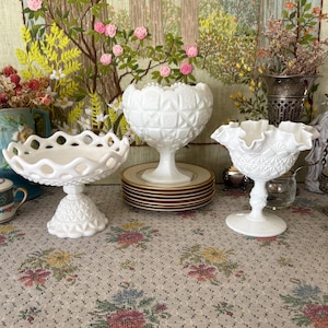 Milk Glass Bowl Milk Glass Vase White Bowl Vintage Candy Dish Vintage Vase Decor Vase Milk Glass Candle Holder Antique Bowls Trinket Dish