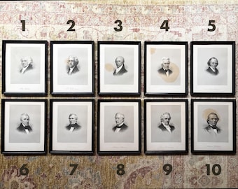 Presidential Portraits Political Prints of President Portrait Vintage Portrait Wall Art Framed Prints Antique Prints Political Memorabilia