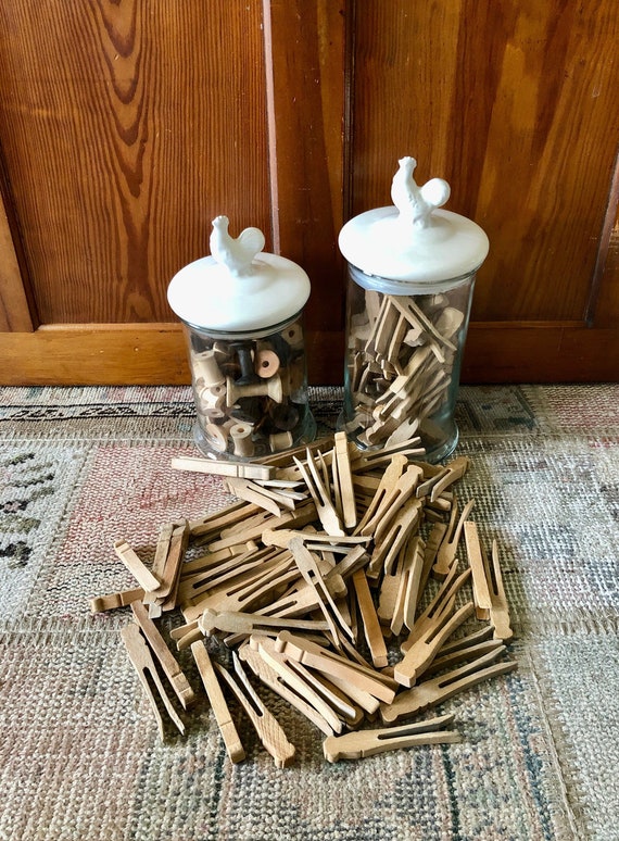 12 Clothespins Vintage Clothes Pins Wood Clothespins Craft