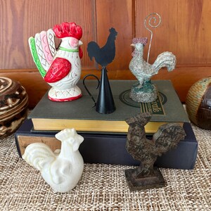 5 Rooster Figurines Rooster Figures Farmhouse Decor Rooster Decor Rooster Gift for Rooster Lover Gift Rooster Gifts Rooster Kitchen Decor