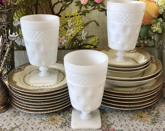 Milk Glass Vase Milk Glass Bowl Milk Glass Goblets White Vase Centerpiece Vase Set of Vases Short Vase Vintage Vase Antique Vase for Flowers