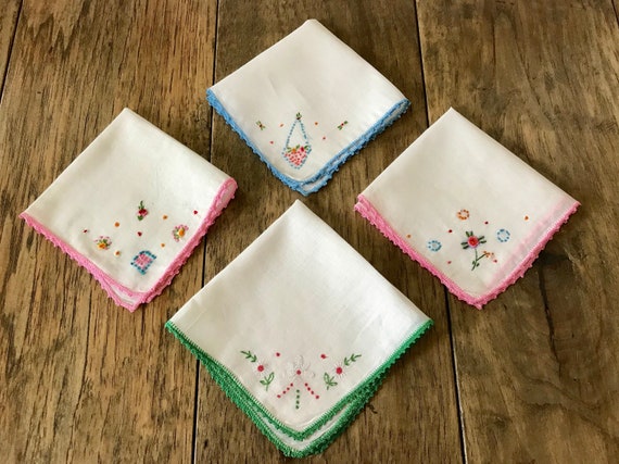 Lot of Four Vintage Wedding Lace White Handkerchiefs Vintage Wedding Handkerchief Lot of 15, Bridal White Hankies  main image 4