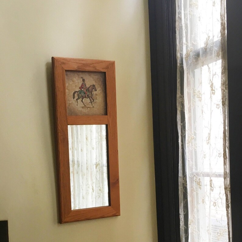 Vintage Mirror Wall Wood Decorative Antique Old Horse Decor Hanging For Narrow