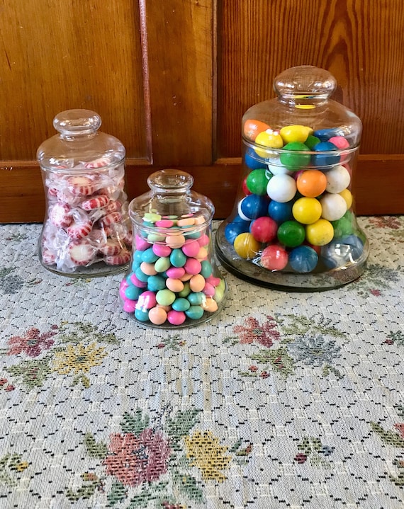 Set of 3 Glass Apothecary Storage Jar Candy Buffet Container