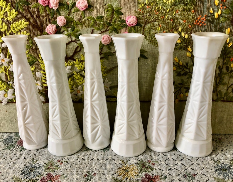 6 Milk Glass Vases for Flowers Vases for Wedding Vases Centerpiece Vases Decor Vase Milk Glass Bud Vase White Vases Bulk Vases Bridal Shower Bild 3