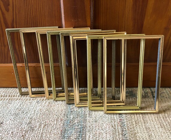 8 Vintage Frames 5x7 Frames Brass Frames Gold Frames for Art
