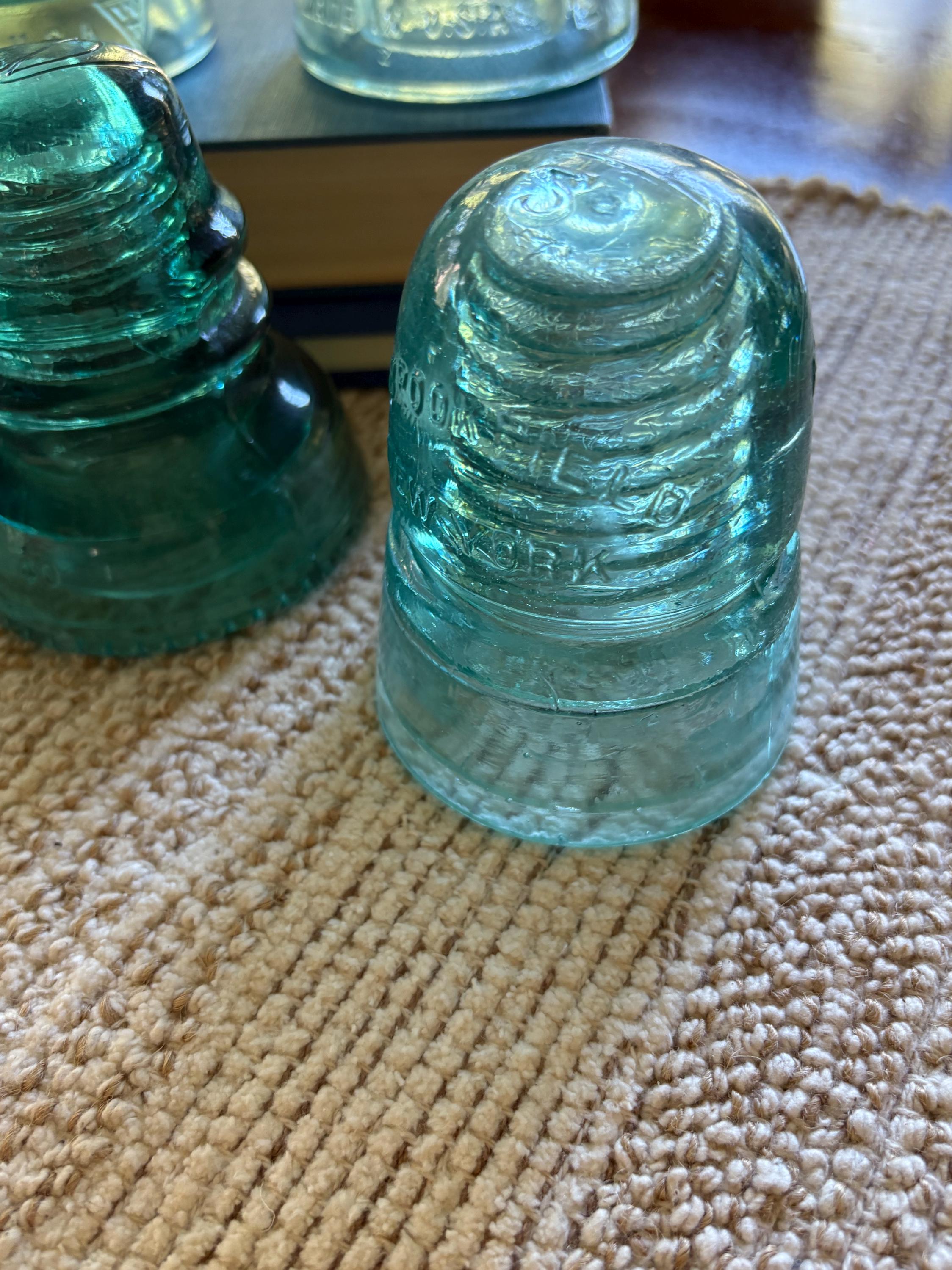 5 Glass Insulators Blue Glass Insulator Antique Insulators Whitall ...