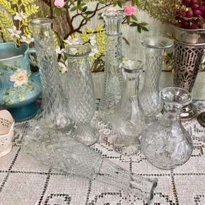 7 Glass Vase Set of Glass Vases for Flowers Vases for Centerpiece for Wedding Vases Wedding Decor Vases Bud Vases Vintage Vases Set of Vases image 6