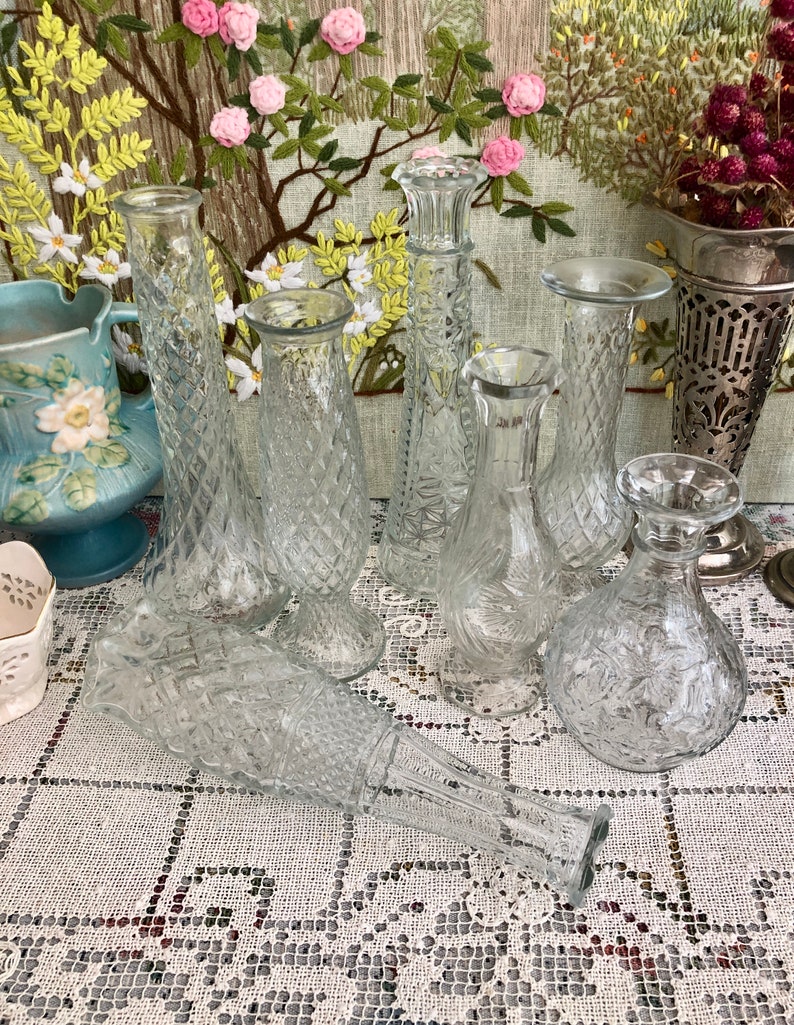 7 Glass Vase Set of Glass Vases for Flowers Vases for Centerpiece for Wedding Vases Wedding Decor Vases Bud Vases Vintage Vases Set of Vases image 6