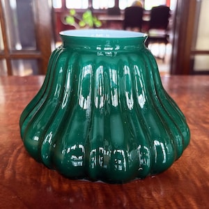 Glass Green Shade Green Lamp Shade Green Globe Green Glass Light Shade Replacement Shade Green Lamp Shade Vintage Lighting Green Lampshade image 1