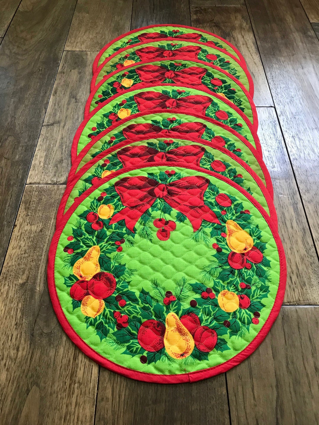 7 Placemats Vintage Christmas Placemats Christmas Table Decor Etsy