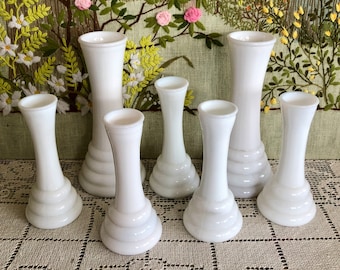 7 Milk Glass Vase Set of Vases for Flowers Vases Centerpiece Vases for Wedding Vases White Vase Bud Vase Decor Vase Bulk Vases Vintage Vases