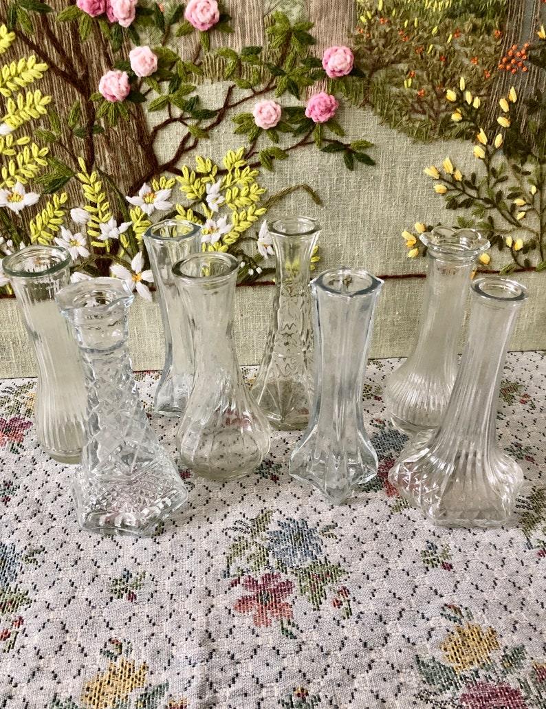 8 Vintage Vases for Flowers Vases for Centerpiece Vases Glass Etsy