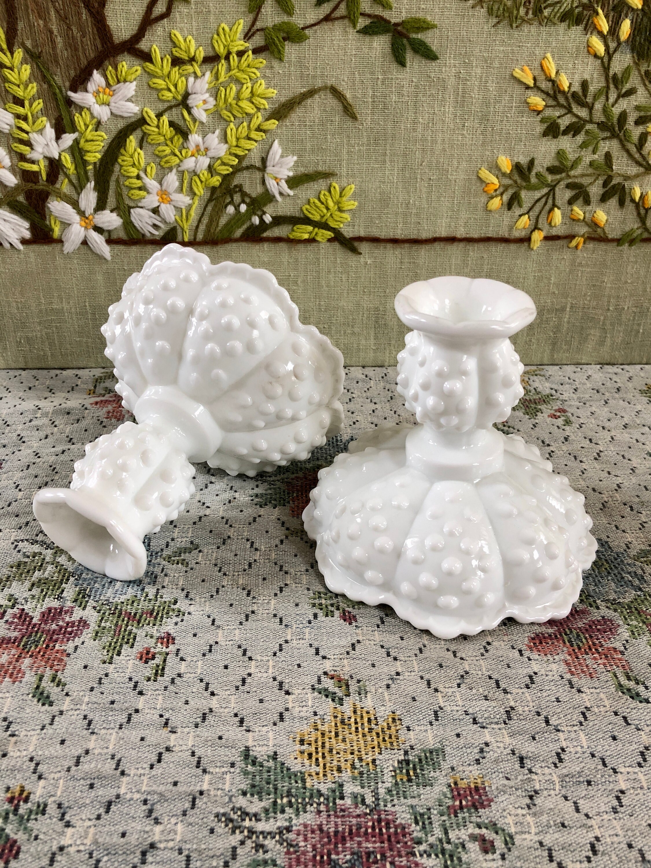 Milk Glass Candlesticks Vintage Candlesticks Milk Glass Candle Etsy