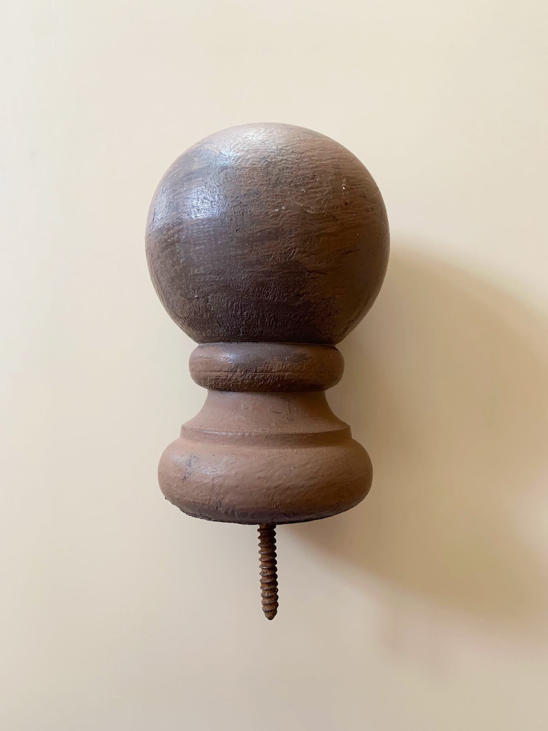 Vintage Wood Ball Finial Decorative Wooden Ball Round Wood Etsy