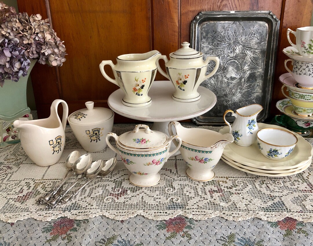 Sugar and Creamer Set Vintage Creamer and Sugar Set Sugar Bowl Vintage