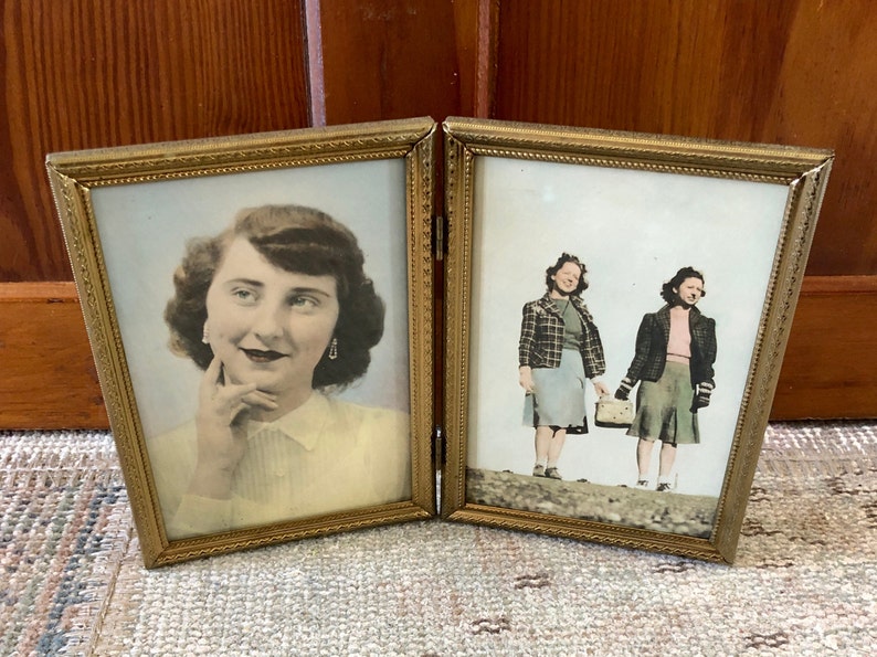 Gold Frame Brass Picture Frame Double Frame Vintage Frame Vintage Picture Frame Old Frames Antique Frame Double Picture Frame Photo Frame image 1