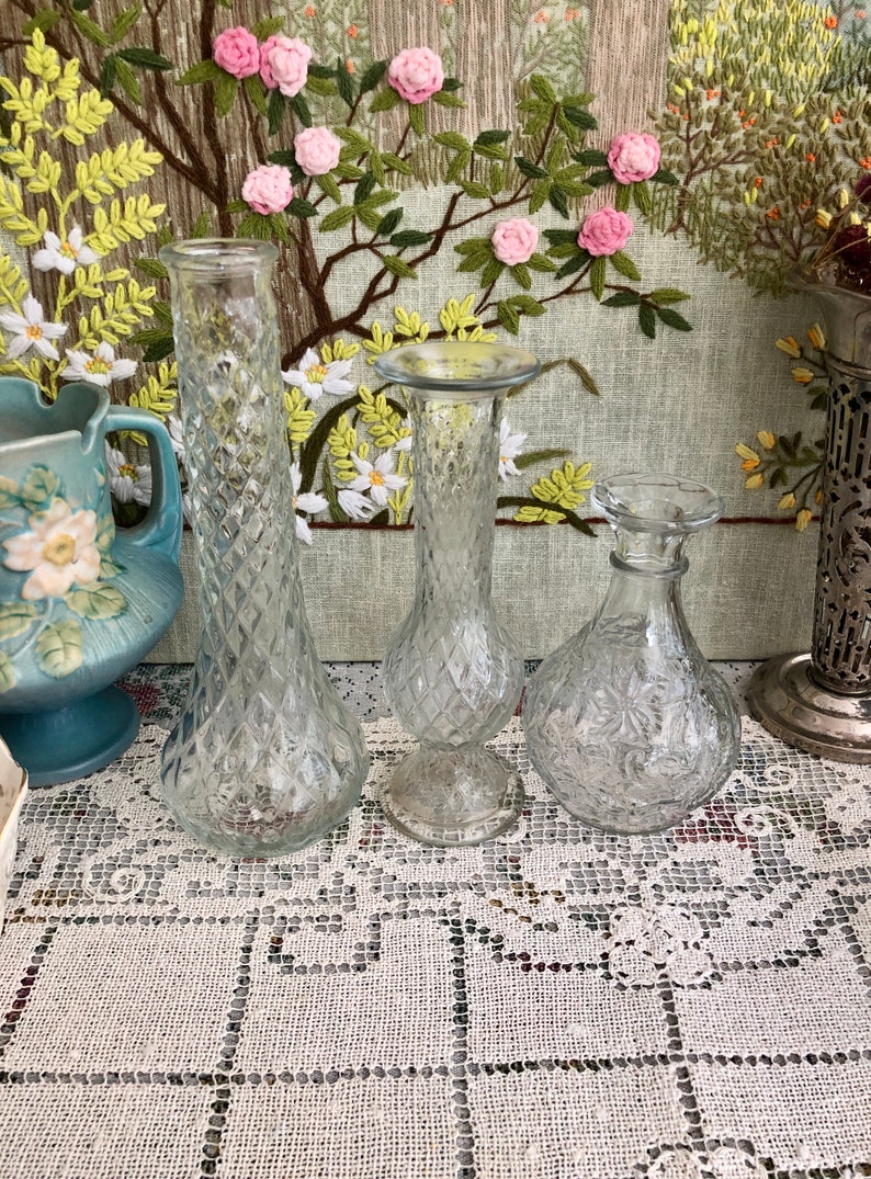 7 Glass Vase Set of Glass Vases for Flowers Vases for Centerpiece for Wedding Vases Wedding Decor Vases Bud Vases Vintage Vases Set of Vases image 4