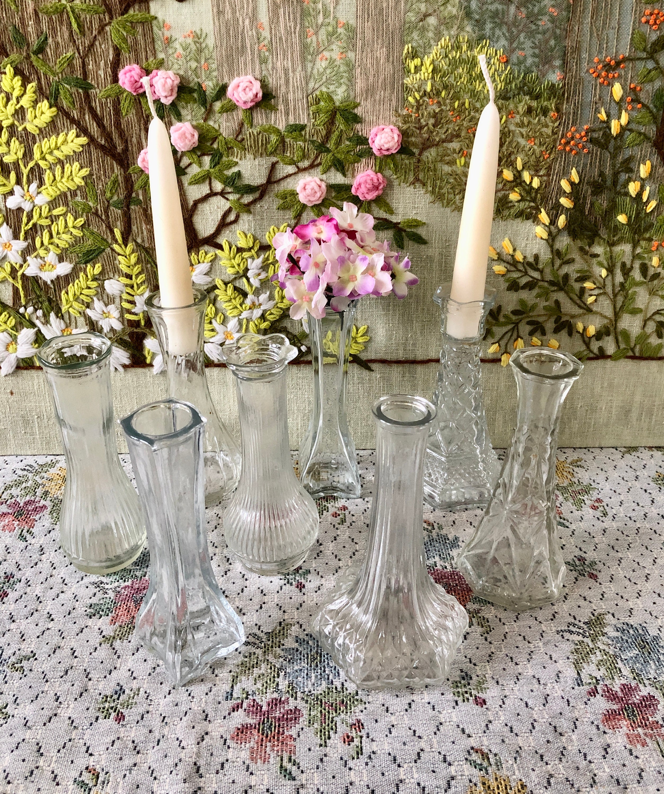 8 Vintage Vases for Flowers Vases for Centerpiece Vases Glass Etsy