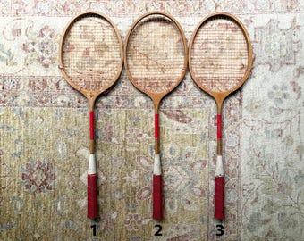 Raqueta de bádminton de madera Raqueta de bádminton Raqueta de madera Raqueta Wilson Raqueta Wilson Raqueta vintage Raqueta espejo Regalos de bádminton Raquetas antiguas